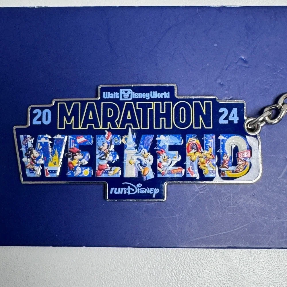 Disney Walt World Marathon Weekend 2024 Keychain Mickey Minnie Goofy Donald Duck